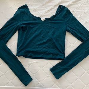 Long sleeve blue-green crop top